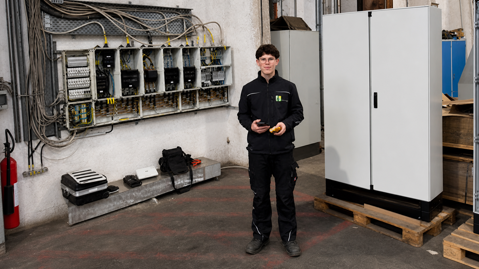 Junger Mitarbeiter bei RHB in einer Industriehalle